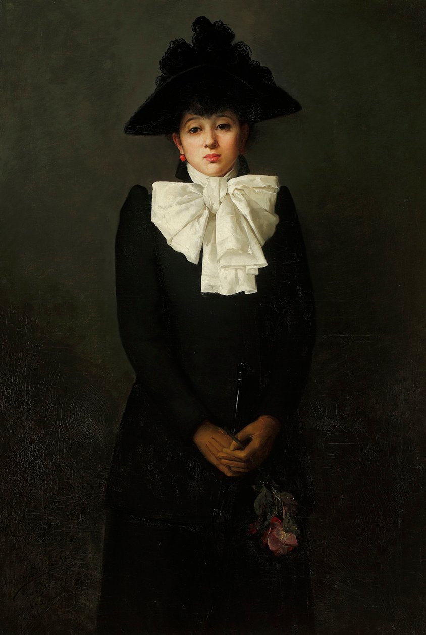 Portret młodej kobiety z różą w dłoni autorstwa Anna Bilińska Bohdanowicz