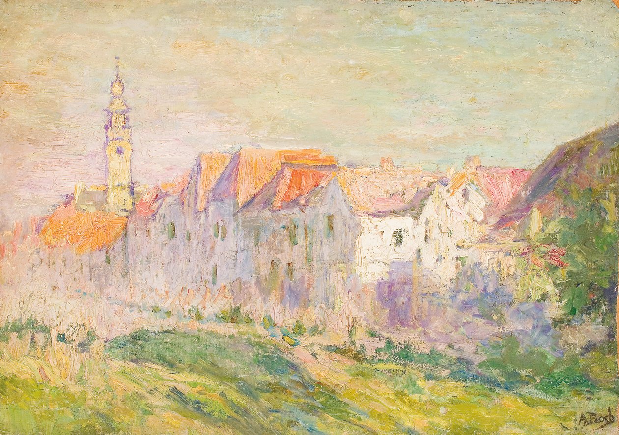 A View of Verre, Zelandia, ok. 1906 (olej na płótnie położony na płycie) autorstwa Anna Boch