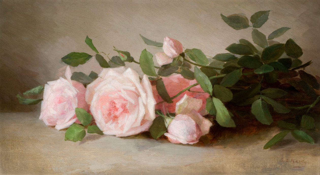 Martwa natura z różami 1880 (olej na płótnie) autorstwa Anna Eliza Hardy