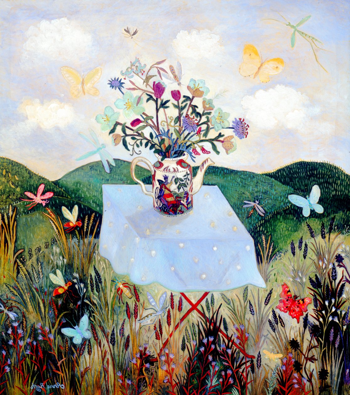Robaki i motyle, 2003 (akryl) autorstwa Anna Pugh
