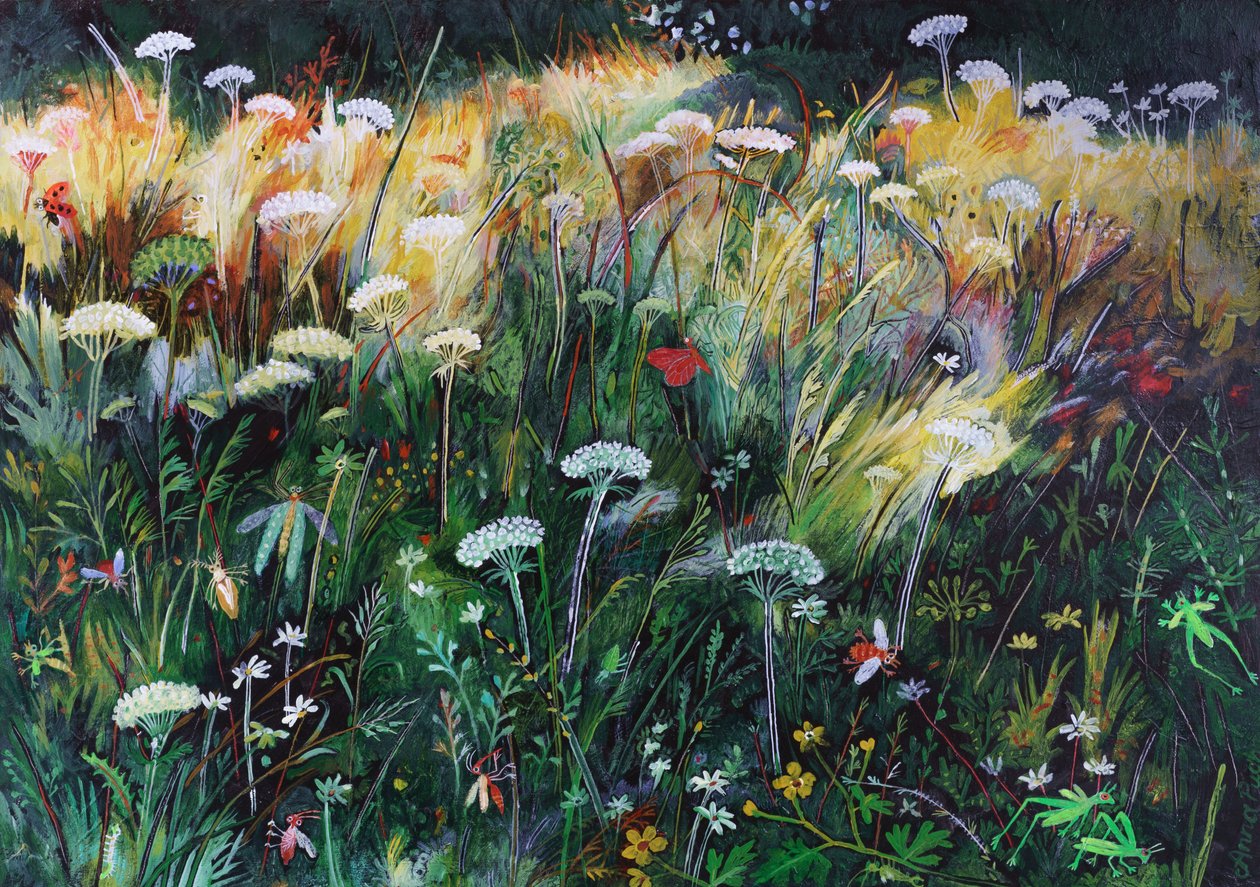 Nocna łąka, 2022 (akryl na płycie) autorstwa Anna Pugh
