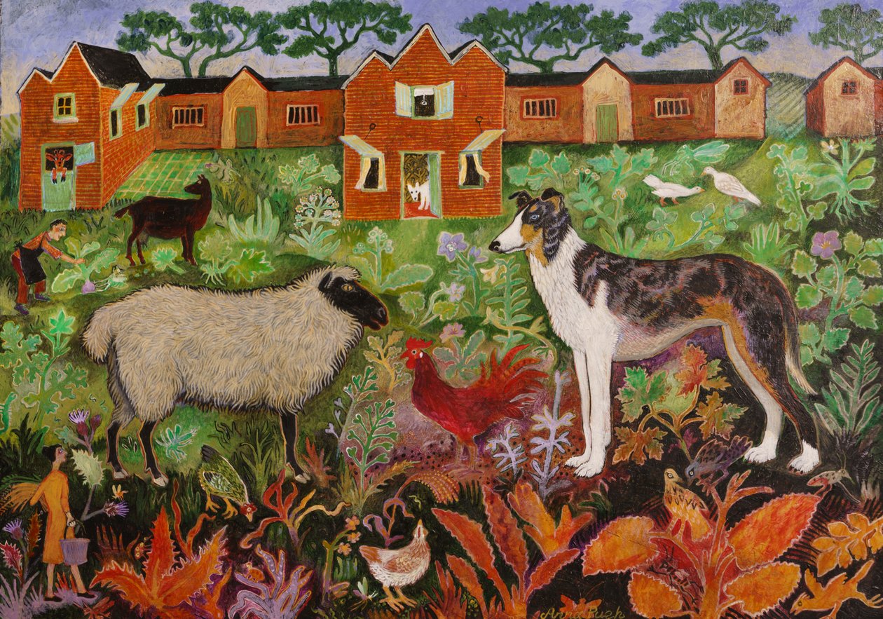 Czerwony kogut, 2019 (akryl) autorstwa Anna Pugh