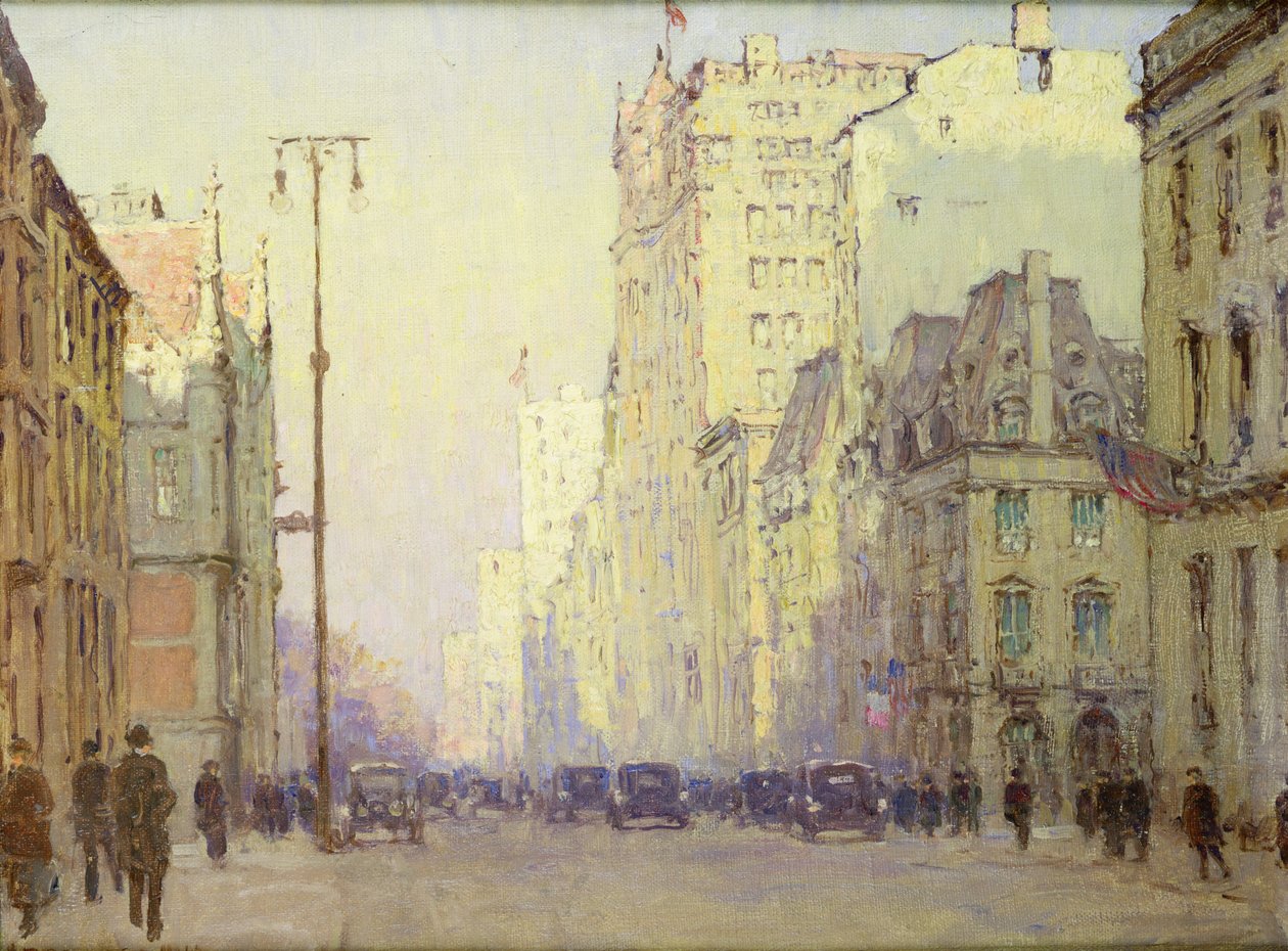 5th Ave, at 57th Street, ok. 1918 (olej na płótnie) autorstwa Anna Richards Brewster