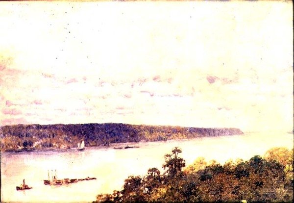 The Hudson, ok. 1906-9 (olej na płótnie) autorstwa Anna Richards Brewster