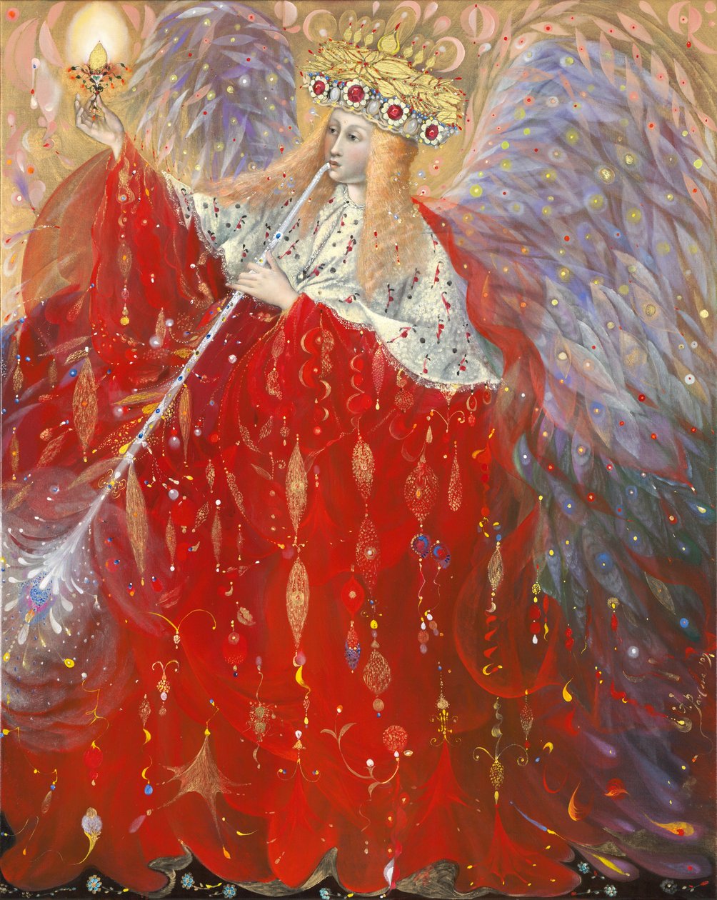 Anioł życia, 2009 (olej i złoto płatkowe na belgijskim płótnie) autorstwa Annael Anelia Pavlova