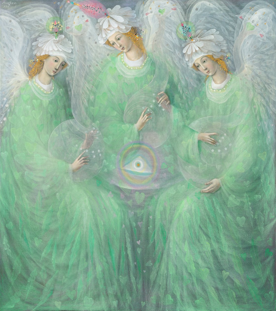 Objawienia wiosny (dyptyk), lewy panel, 2012 (olej na belgijskim płótnie) autorstwa Annael Anelia Pavlova