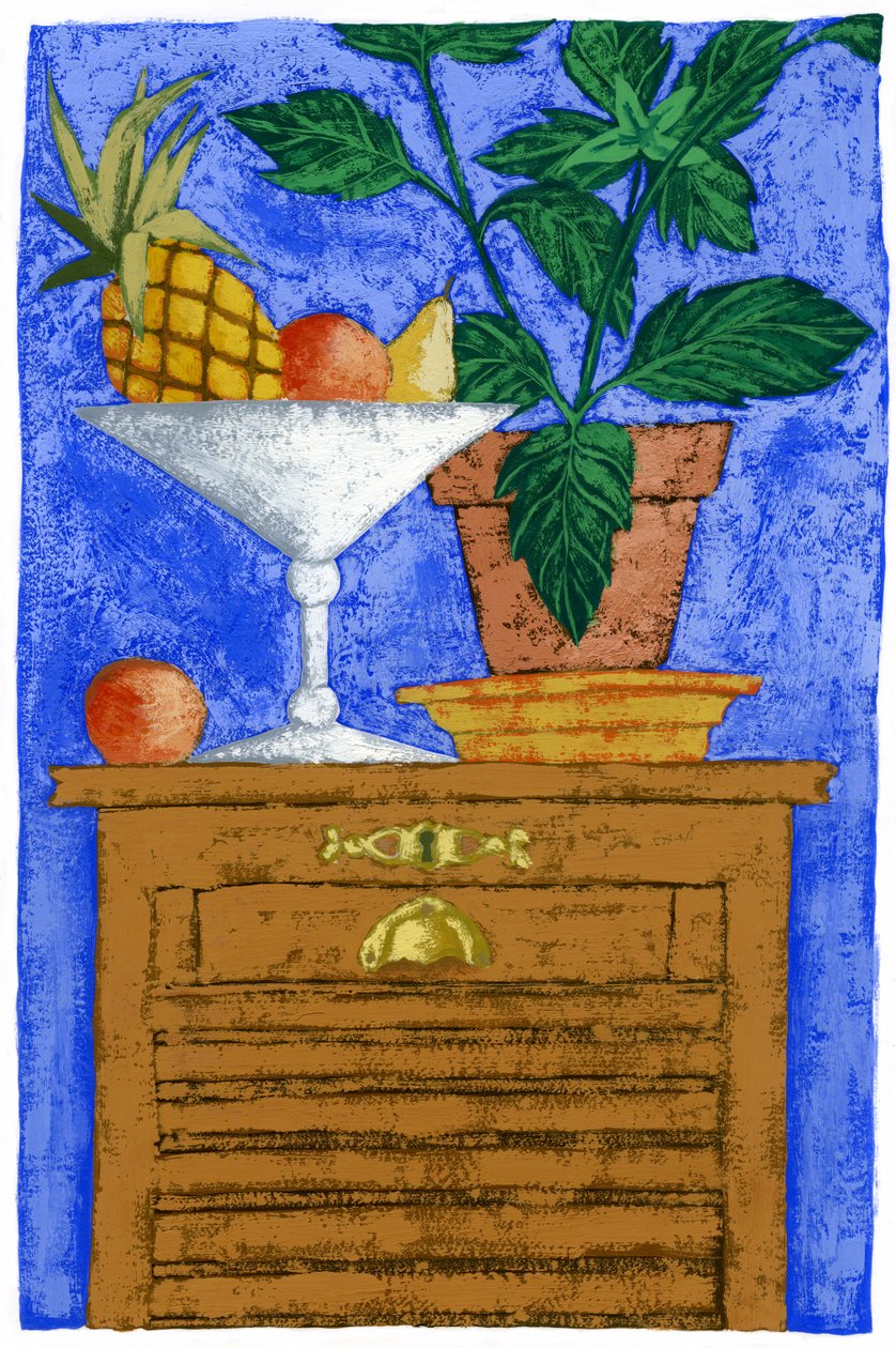 Martwa natura z ananasem, 2010 (gwasz) autorstwa Annalisa Morrocco