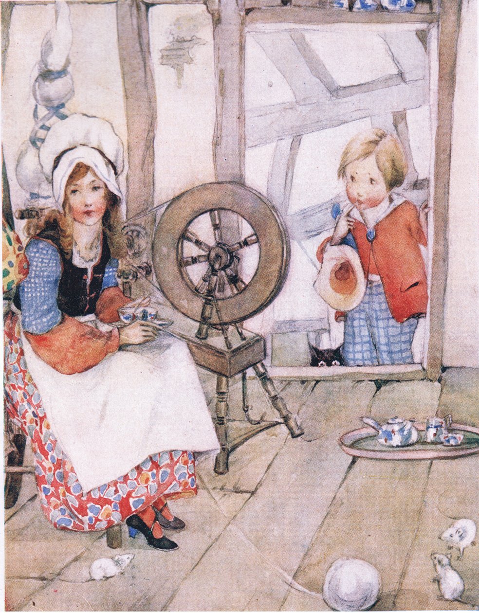 Goście, z Wielkiej księgi dla dzieci (Herbert Strang), wydanej przez Humphrey Milford, Oxford University Press, ok. 1920 r. autorstwa Anne Anderson