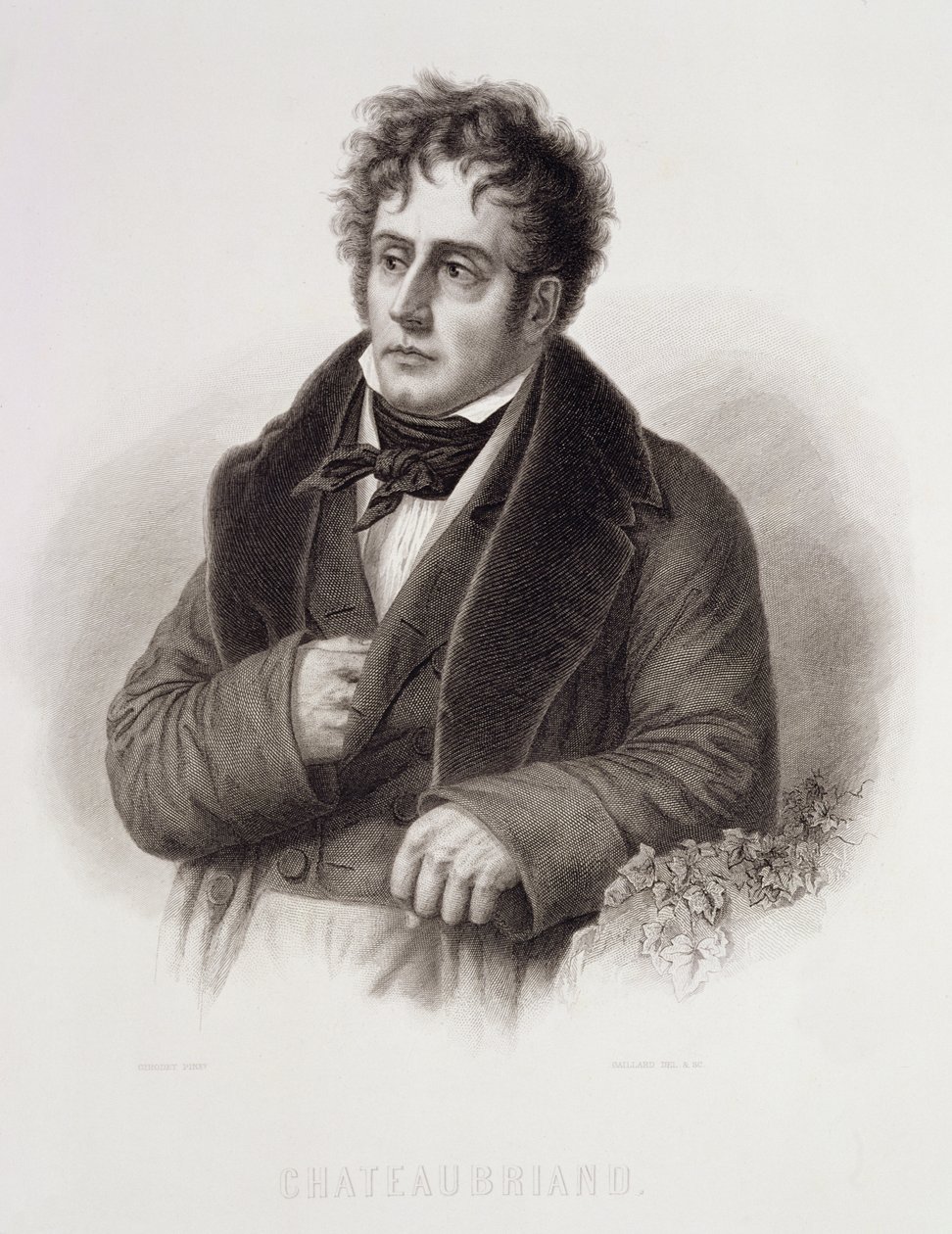 Francois Rene, Vicomte de Chateaubriand (1768-1848) wyryty przez Rene Gaillard (c.1719-90) autorstwa Anne Louis Girodet de Roucy Trioson