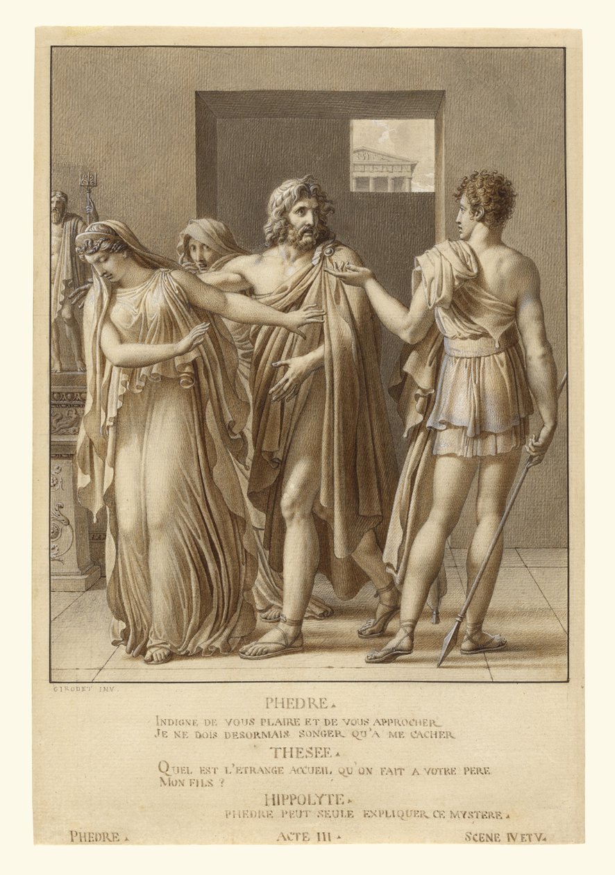 Fedra odrzucająca objęcia Tezeusza autorstwa Anne-Louis Girodet de Roucy-Trioson
