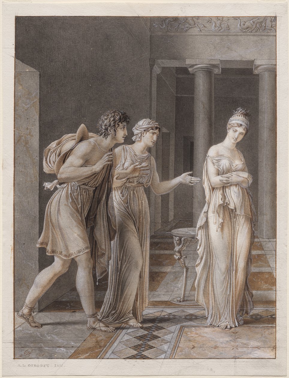 Spotkanie Orestesa i Hermiony autorstwa Anne-Louis Girodet de Roucy-Trioson