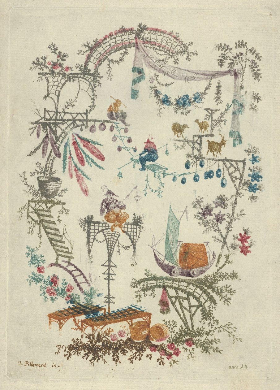 Chinoiserie z New Suite of Chinese Arabesque Notebooks, 1790-99. autorstwa Anne Allen