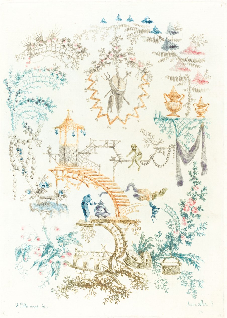 Arabeska z Małpą autorstwa Anne Allen after Jean Baptiste Pillement