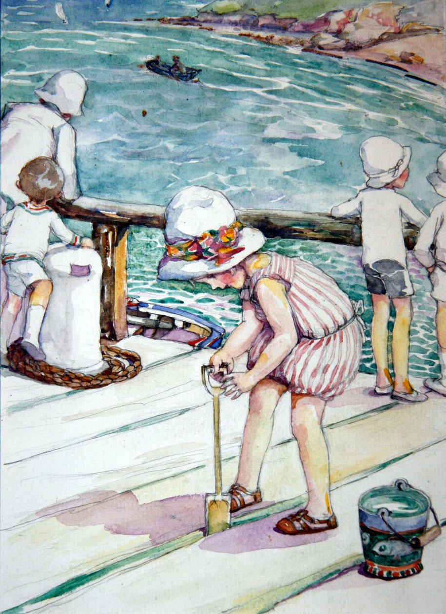 Jak Ewangelina zgubiła szpadel, 1929 (wc na papierze) autorstwa Anne Anderson