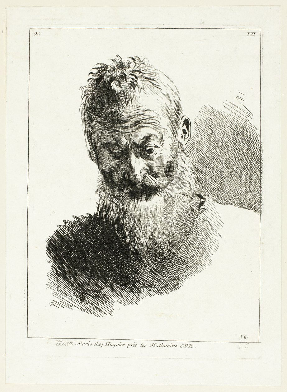 Głowa mężczyzny autorstwa Anne Claude Philippe Caylus