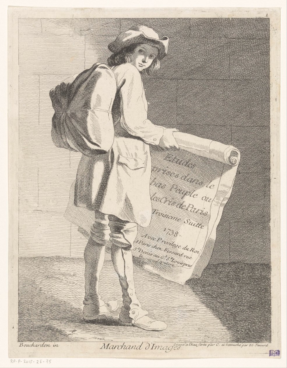 Rondreizende prentverkoper Sprzedawca obrazów (tytuł na obiekcie) Studia podjęte w Lower People lub Crees of Paris. Trzeci garnitur. (tytuł serii na obiekcie) autorstwa Anne Claude Philippe Caylus