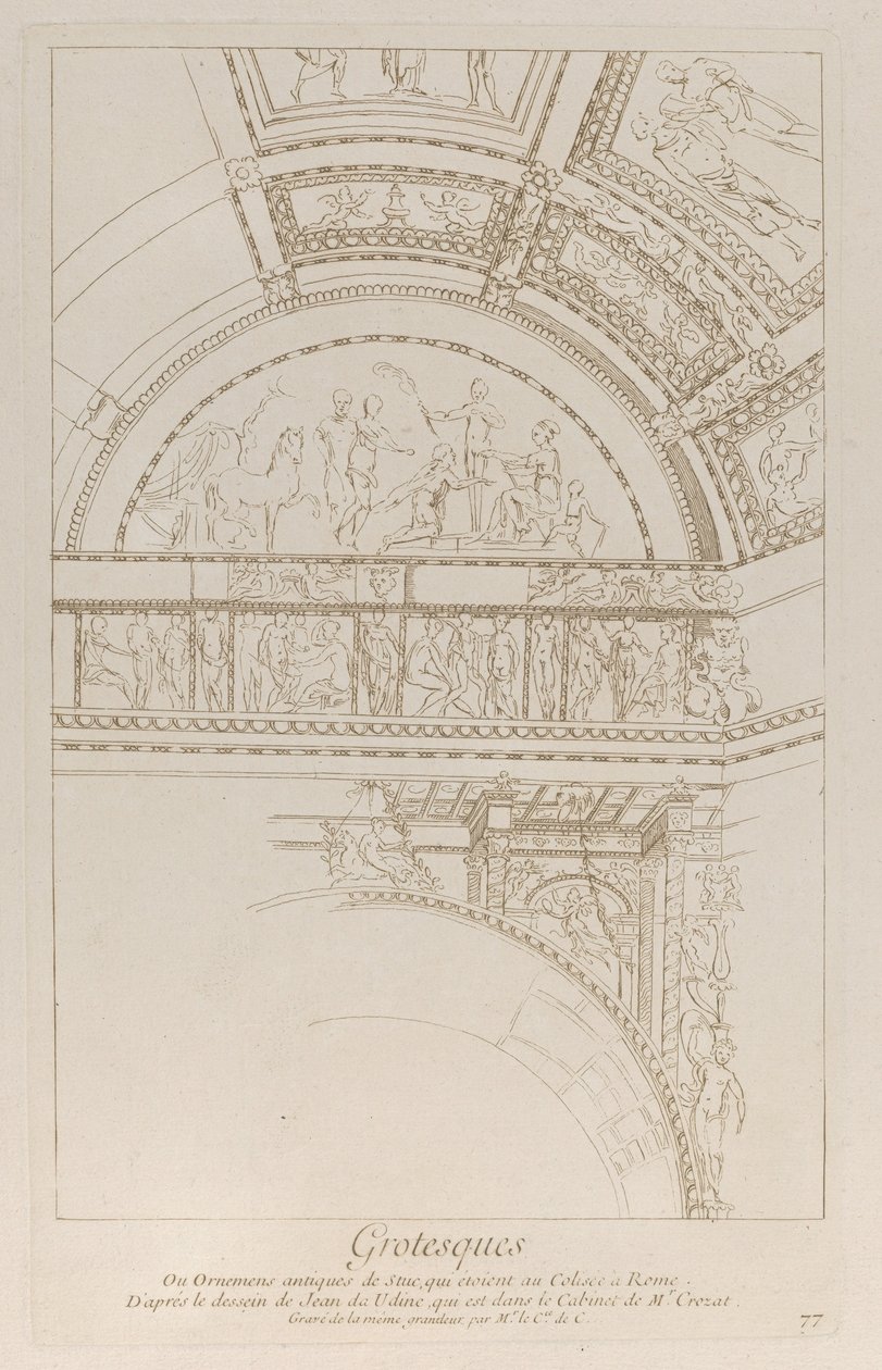 Groteski: fragment stiukowych płaskorzeźb zdobiących Koloseum w Rzymie, ok. 1900 r. 1729. autorstwa Anne Claude Philippe de Caylus