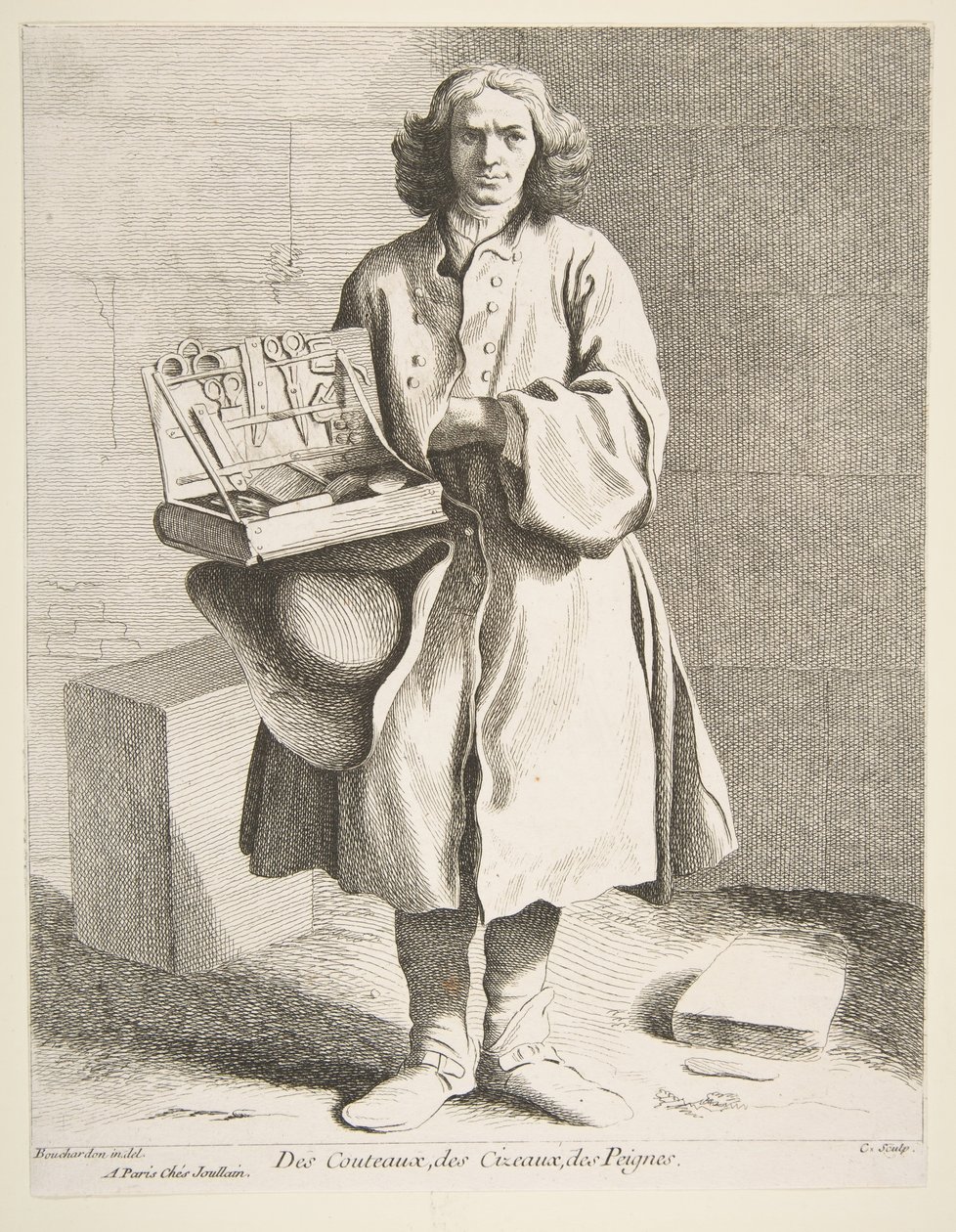 Handlarz noży, nożyczek i grzebieni, 1742. autorstwa Anne Claude Philippe de Caylus