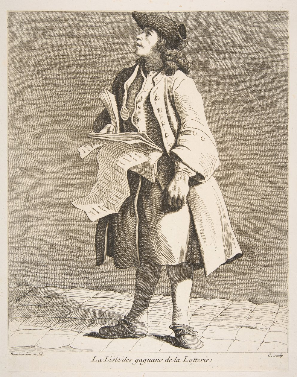 Czytanie zwycięzców loterii, 1746. autorstwa Anne Claude Philippe de Caylus