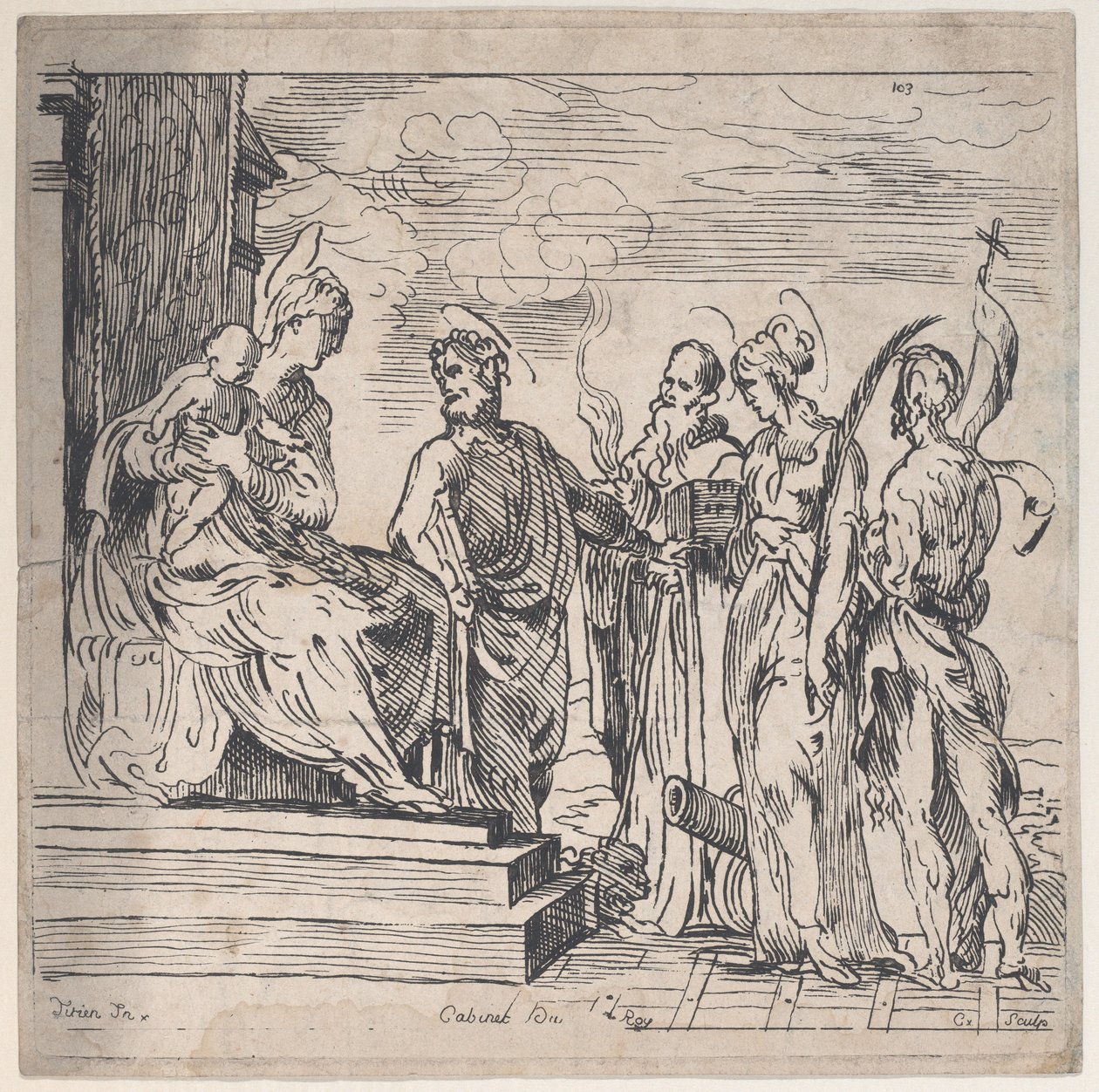 Dziewica z Dzieciątkiem i Czterema Świętymi, XVIII wiek. autorstwa Anne Claude Philippe de Caylus