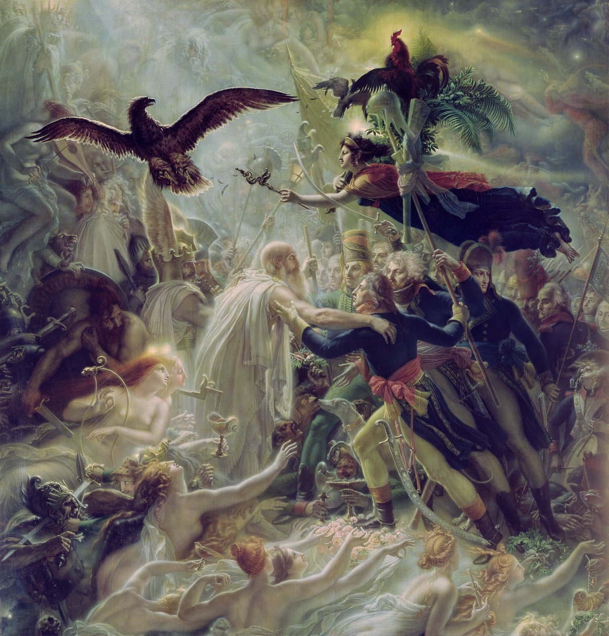 Apoteoza francuskich bohaterów, którzy zginęli za swój kraj podczas wojny o wolność autorstwa Anne Louis Girodet de Roucy Trioson