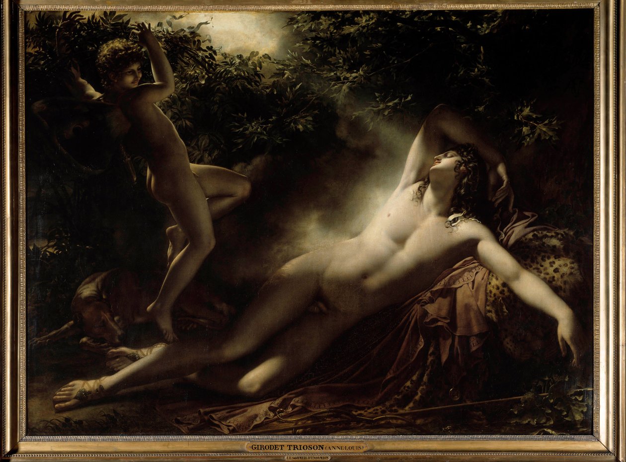 Sen Endymiona lub Endymion, efekt Księżyca. Obraz Anne Louis Girodet autorstwa Roussy Trioson (Roucy Trioson autorstwa Anne Louis Girodet de Roucy Trioson