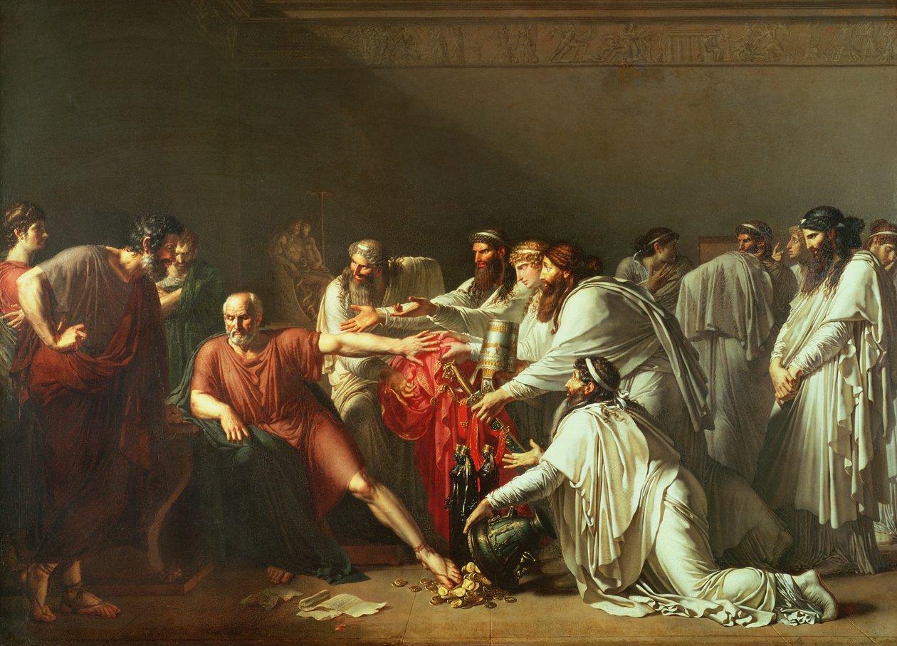 Hipokrates (ok. 460-ok. 377 p.n.e.) Odmawiający darów Artakserksesa I (zm. 425 p.n.e.) 1792 autorstwa Anne Louis Girodet de Roucy Trioson