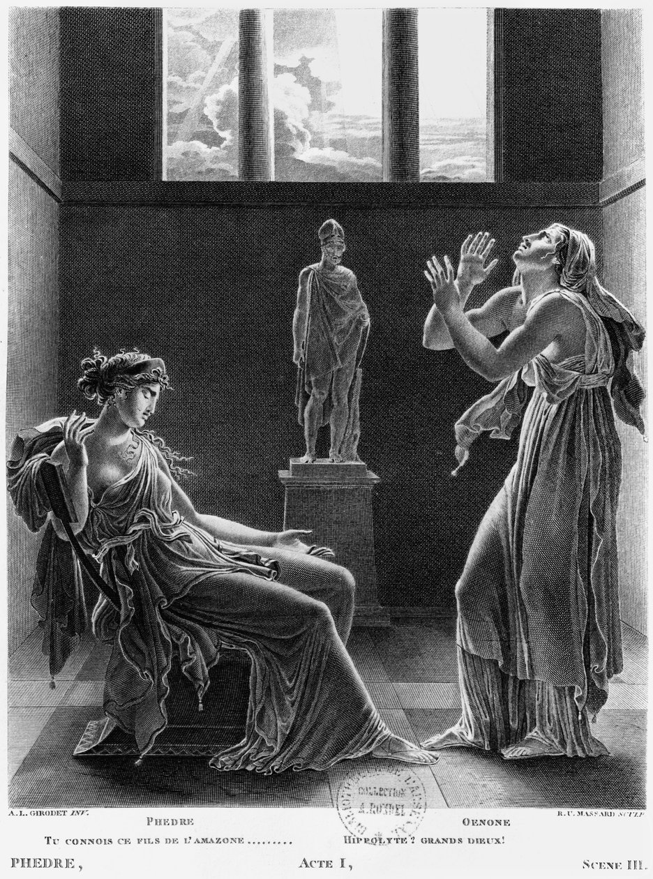 Fedra i Oenone, ilustracja z aktu I scena 3 "Phedre" Jeana Racine