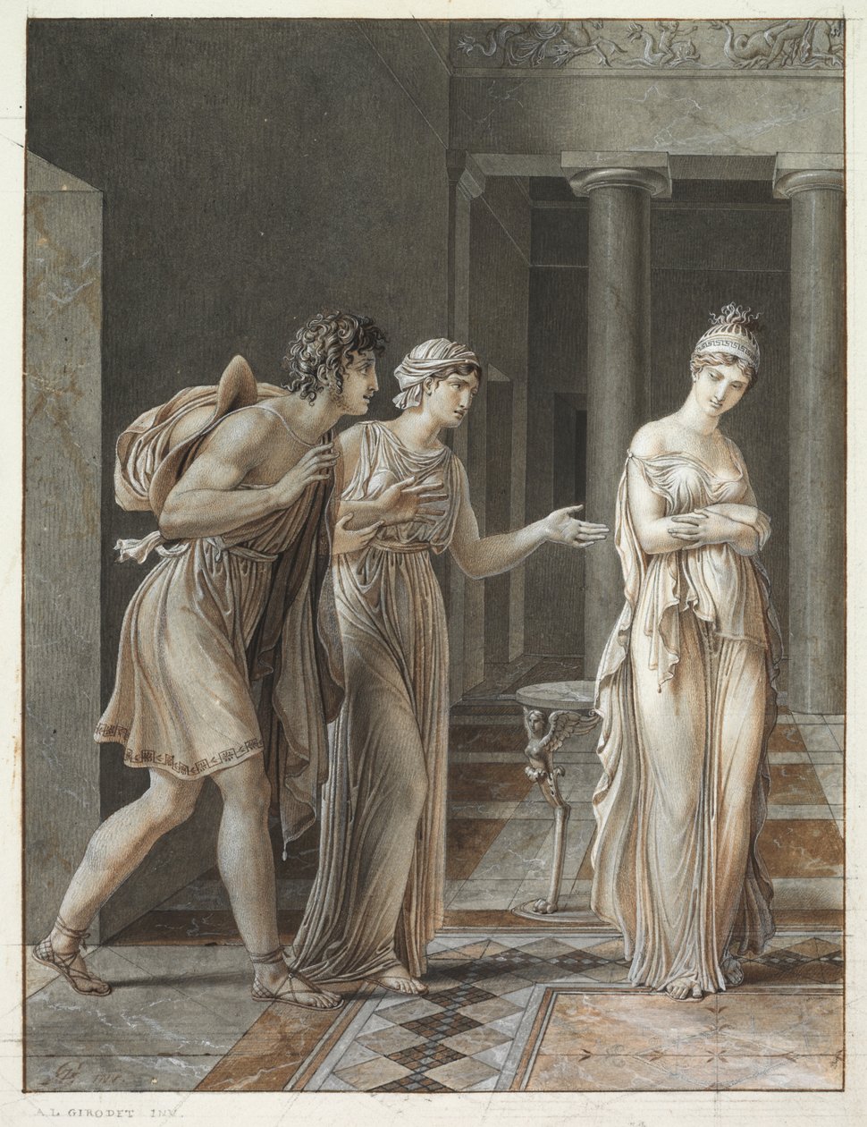 Spotkanie Orestesa i Hermiony autorstwa Anne Louis Girodet de Roucy Trioson
