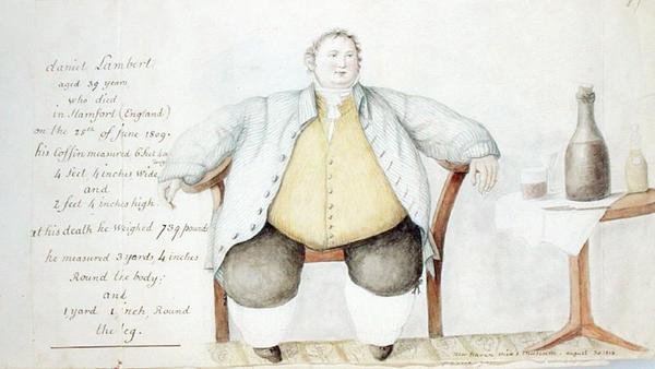 Daniel Lambert (1770-1809) 1813 (akwarela i grafit na papierze) autorstwa Anne Marguerite Hyde de Neuville