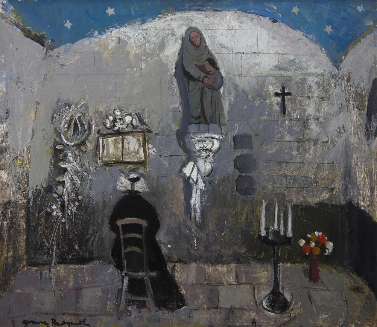 Kaplica Krzyża (olej na desce artysty) autorstwa Anne Redpath
