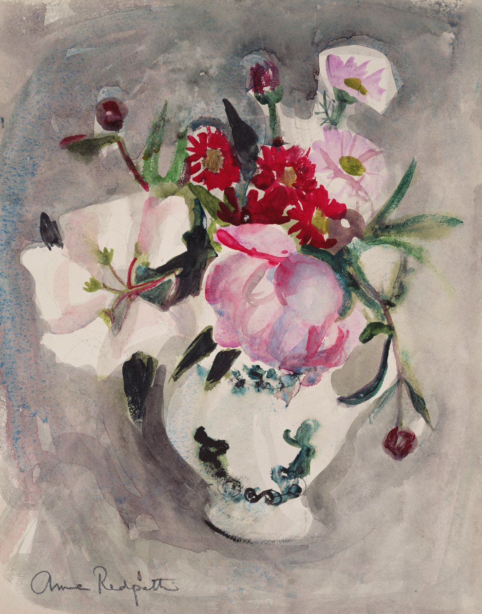 Kwiaty, ok. 1955 r. (akwarela na papierze) autorstwa Anne Redpath