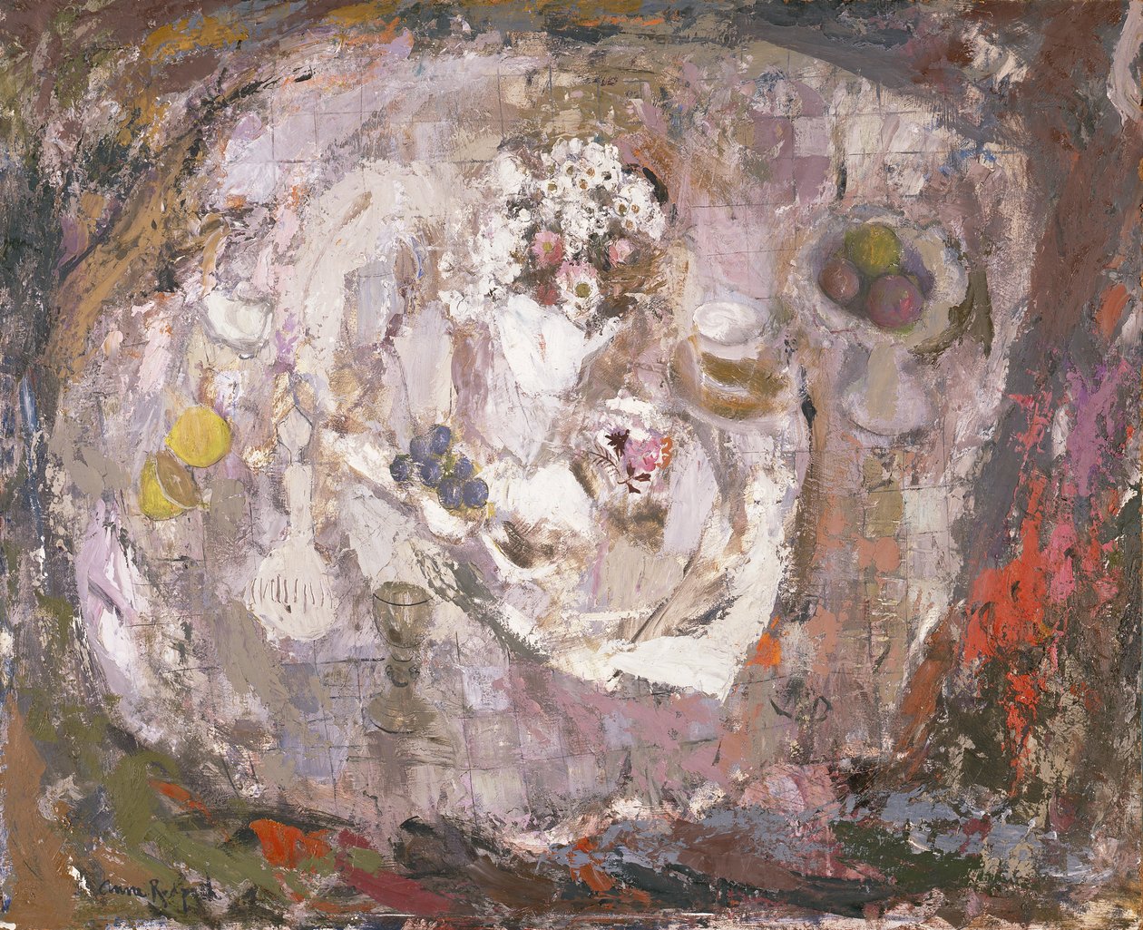 Blat, ok. 1961 (olej na płycie pilśniowej) autorstwa Anne Redpath