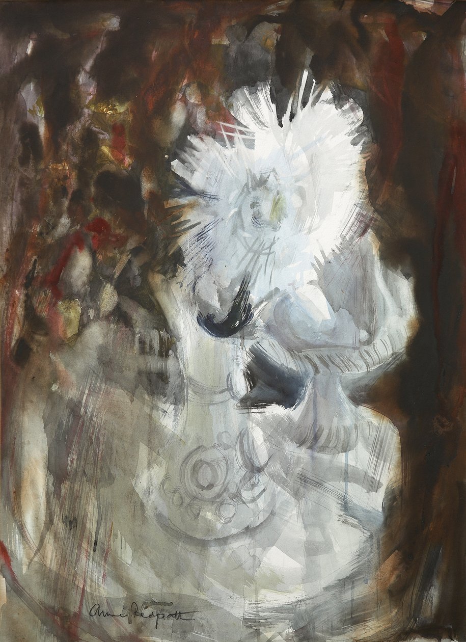 Biała chryzantema, ok. 1961 (akwarela i węgiel) autorstwa Anne Redpath