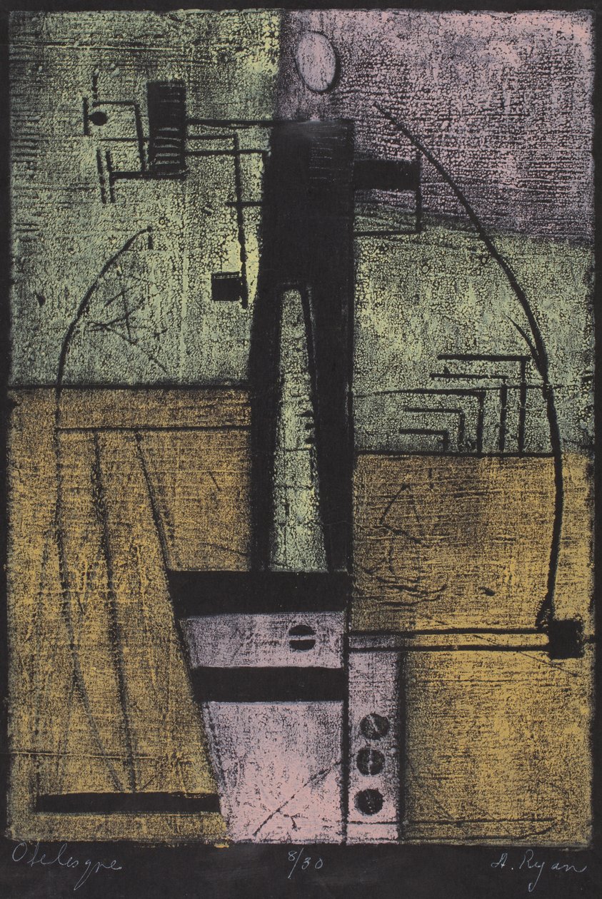 Obelisque (kolorowy drzeworyt) autorstwa Anne Ryan