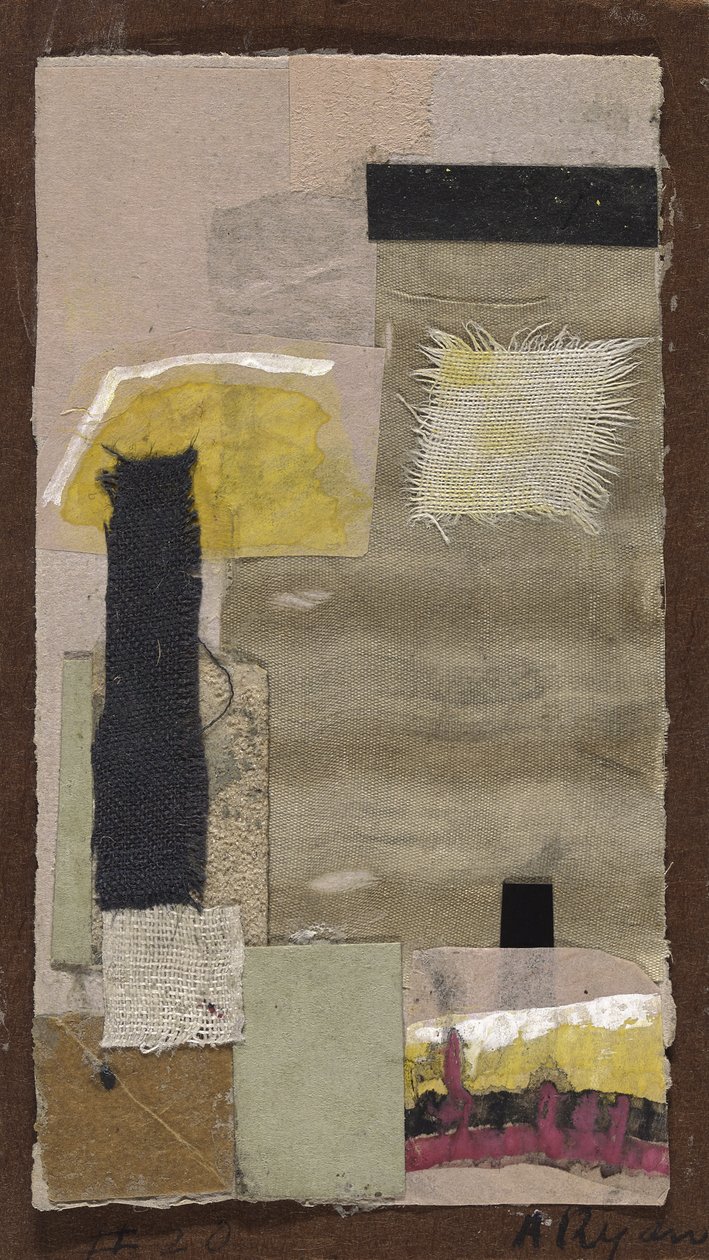 Bez tytułu (#20), ok. 1948-54 (kolaż z tkaniny, kolorowego papieru, papieru ściernego, gwaszu i akwareli na tekturze) autorstwa Anne Ryan