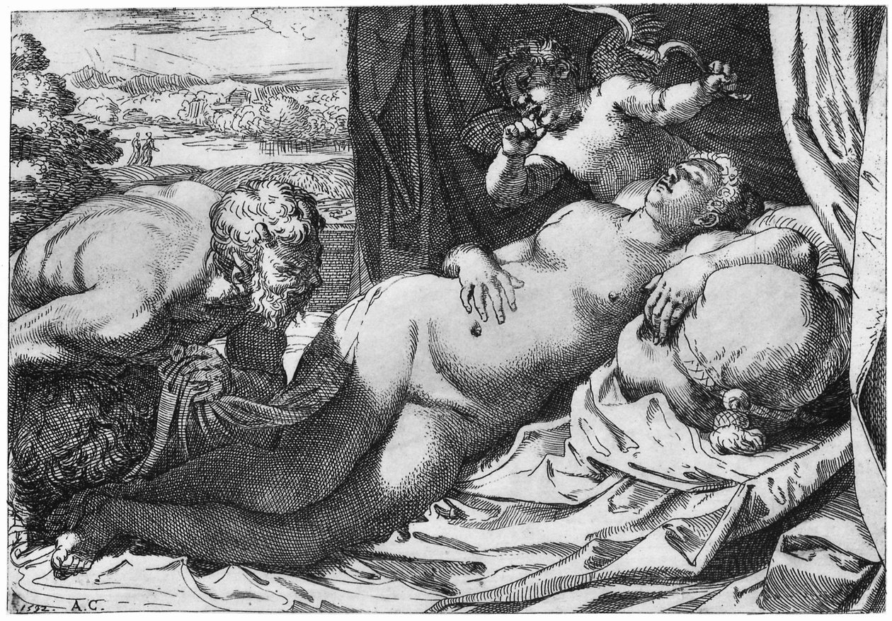 Jowisz i Antiope autorstwa Annibale Carracci