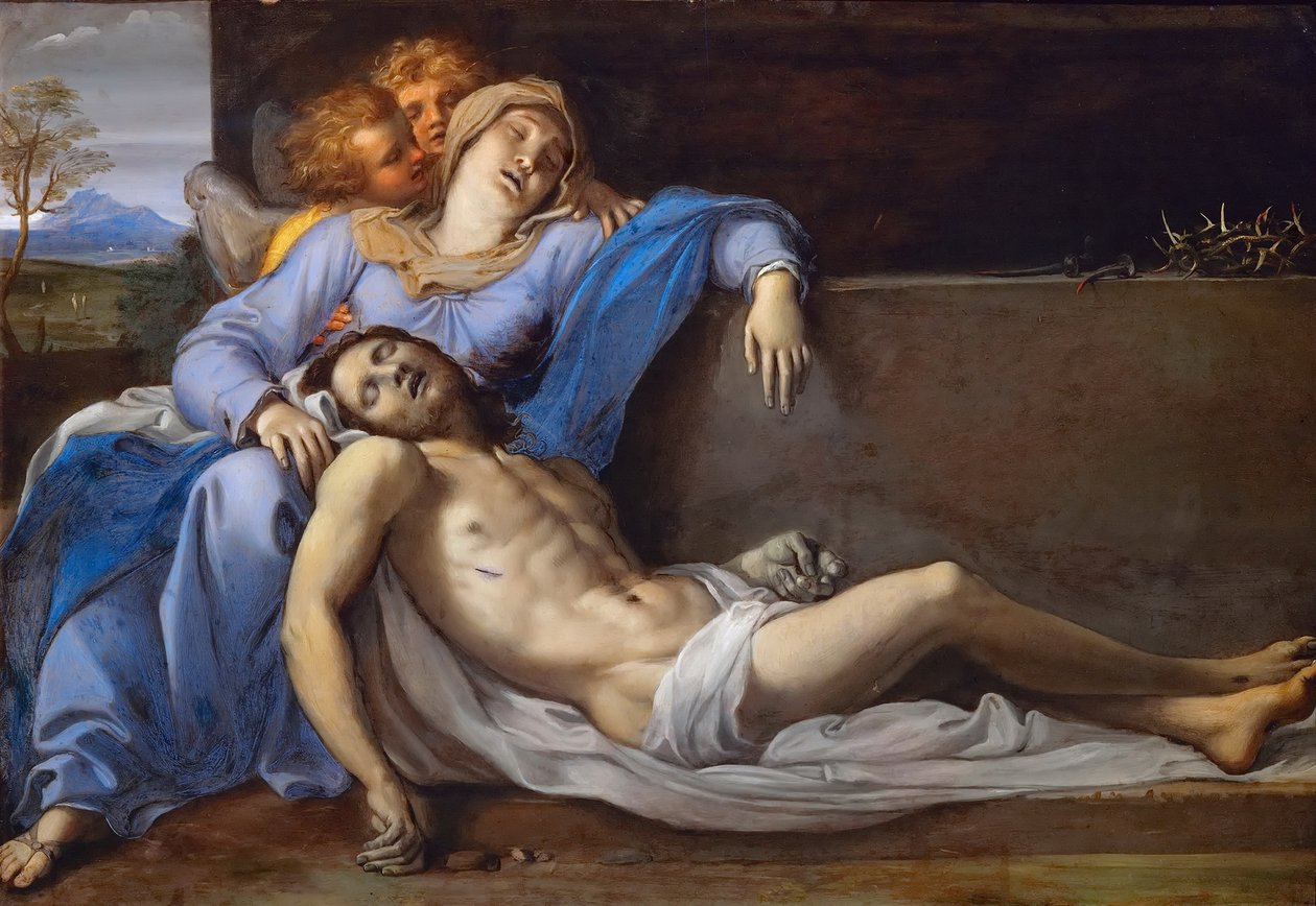 Pieta z dwoma aniołami autorstwa Annibale Carracci