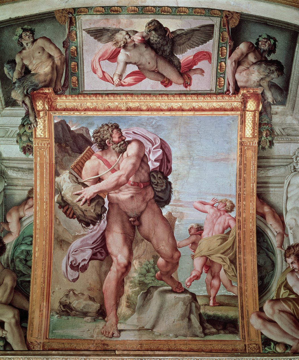Полифемус Acis болон Galatea-д довтолсон нь, 1597-1604 ("Галлериа Каррачи"-ийн дэлгэрэнгүй мэдээлэл) autorstwa Annibale Carracci