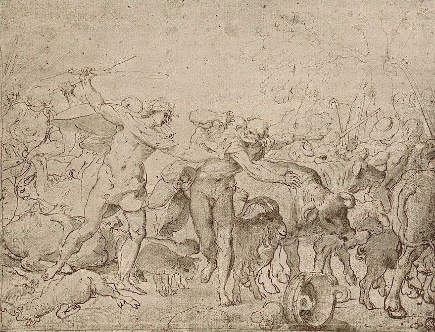 Szkic do fresków Palazzo Magnani autorstwa Annibale Carracci