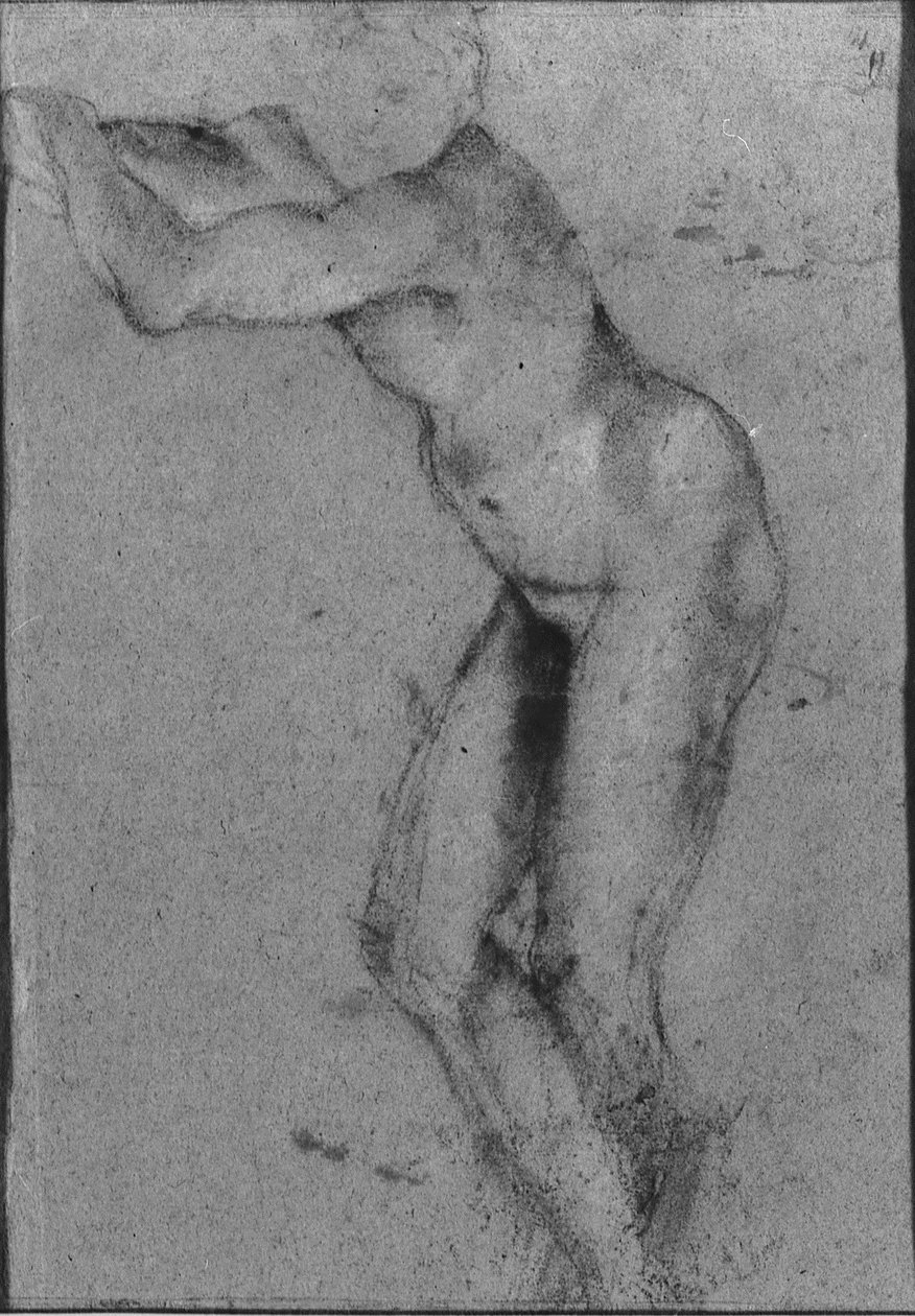 Szkic do ozdobnej figury w Palazzo Magnani w Bolonii autorstwa Annibale Carracci