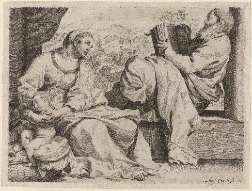 Święta Rodzina z młodym św. Janem Chrzcicielem autorstwa Annibale Carracci