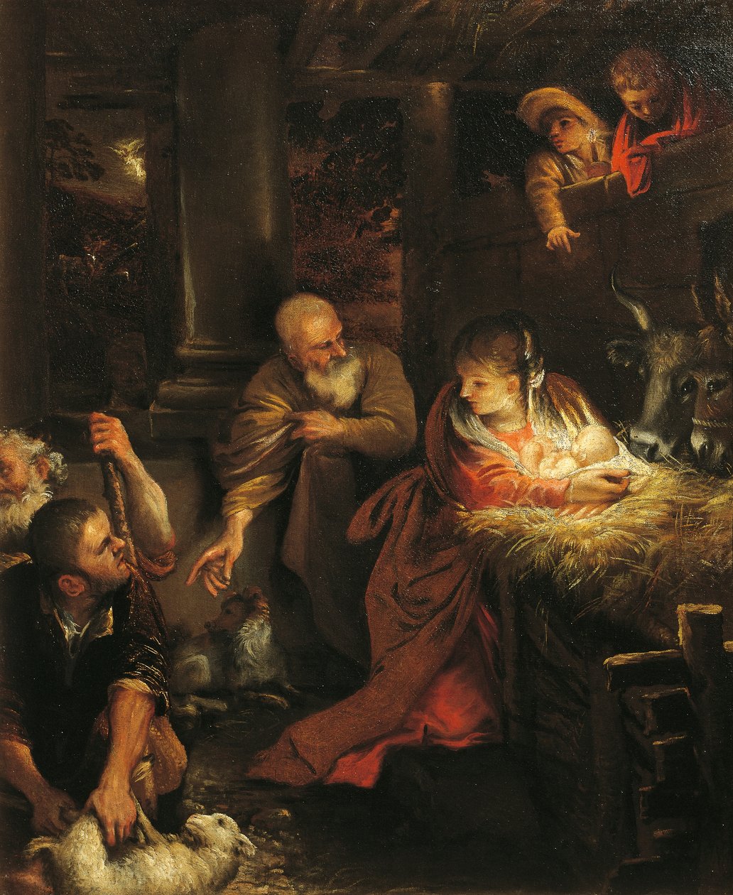 Pokłon pasterzy (olej na płótnie) autorstwa Annibale (attr. to) Carracci