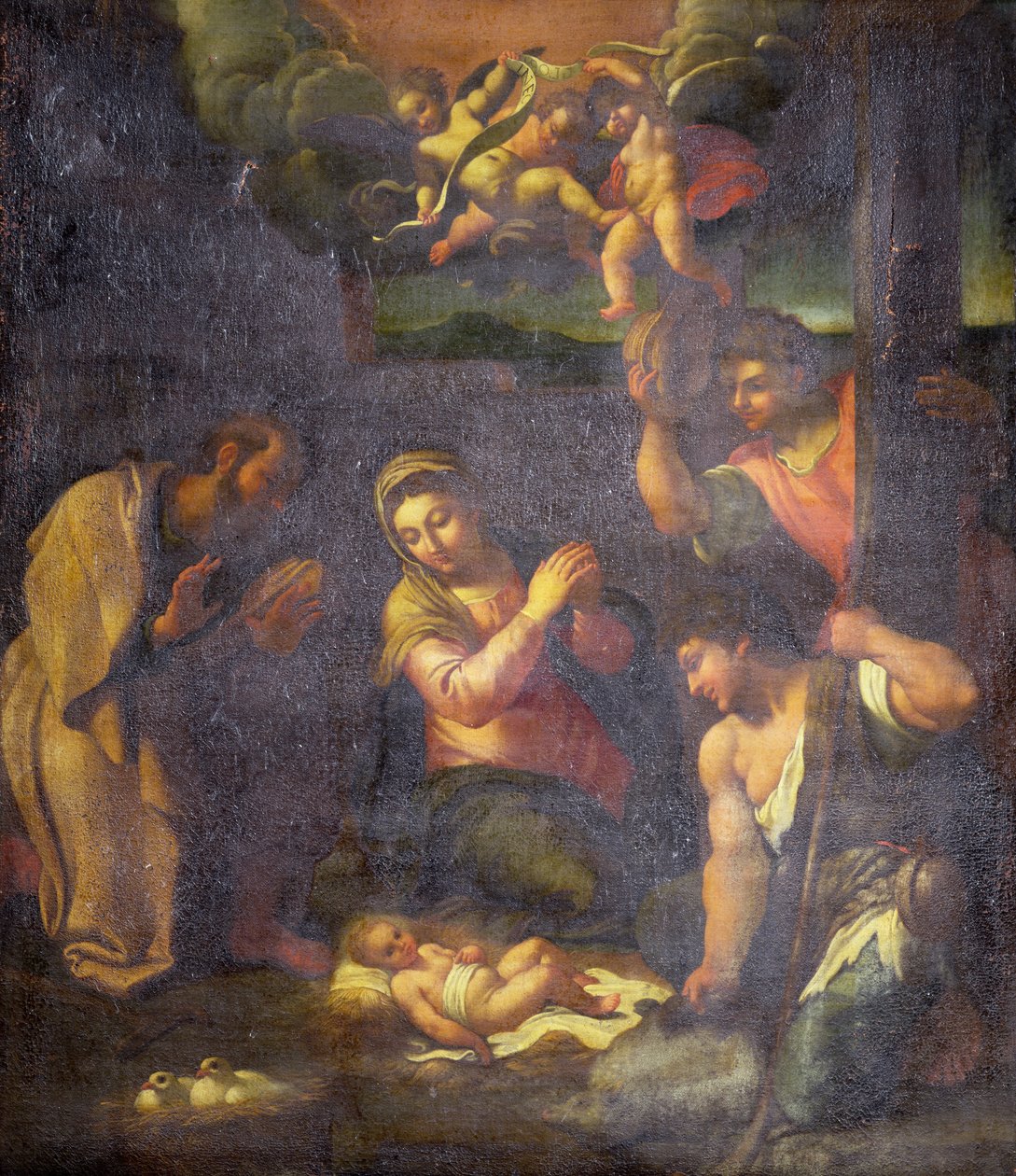 Adoracja pasterzy (olej na płótnie) autorstwa Annibale (follower of) Carracci