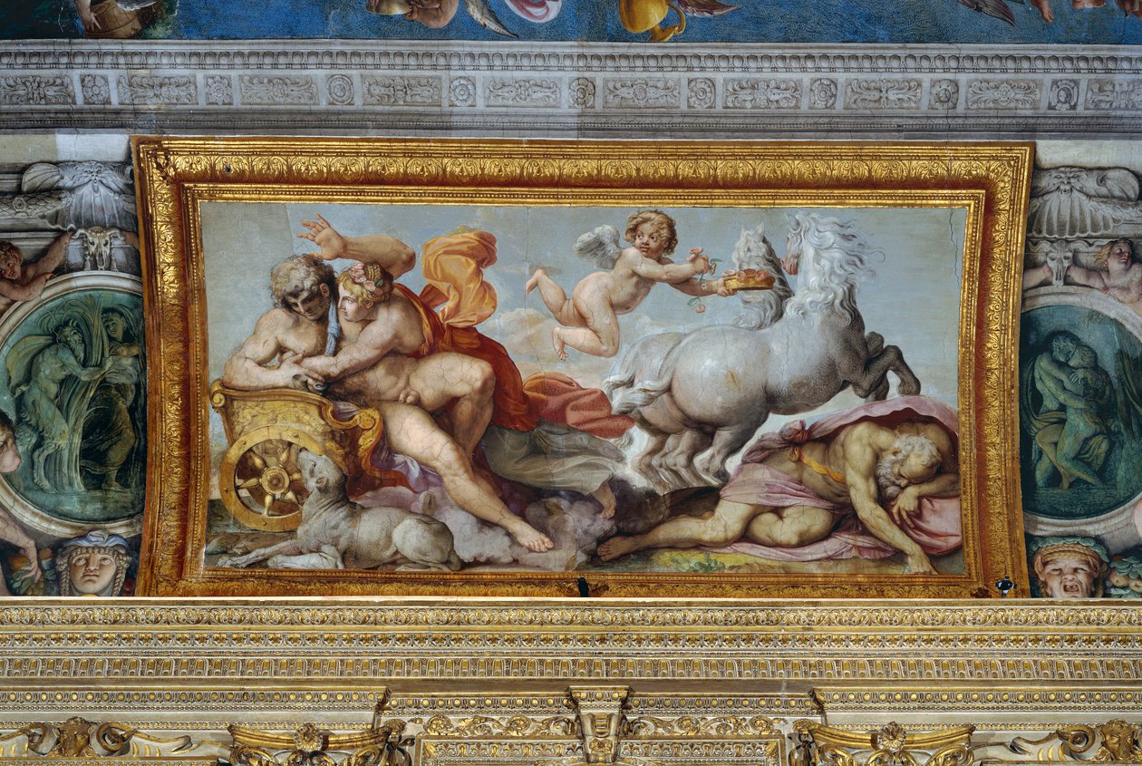 Aurora uprowadza Cefalusa, fragment sklepienia Galerii, 1597-1604 autorstwa Annibale Carracci