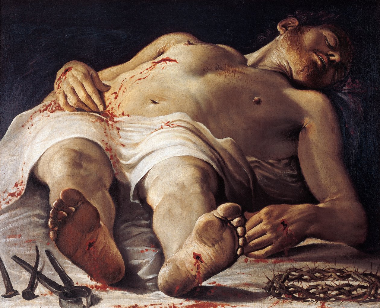 Martwy Chrystus, Annibale Carracci (1560-1609), olej na płótnie, 707x888 cm autorstwa Annibale Carracci