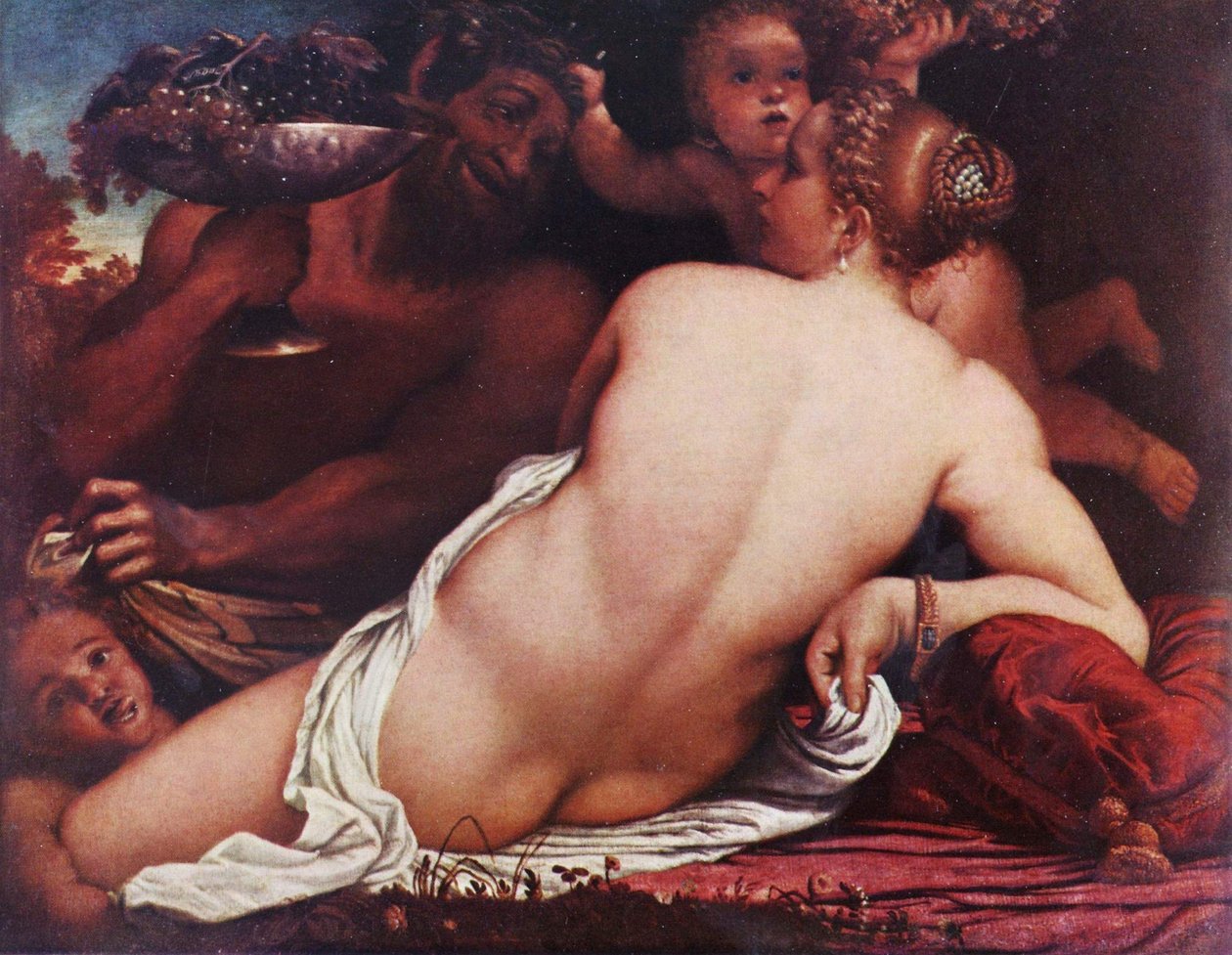 Niemiecki: Bachantka Wenus z satyrem i kupidynami autorstwa Annibale Carracci