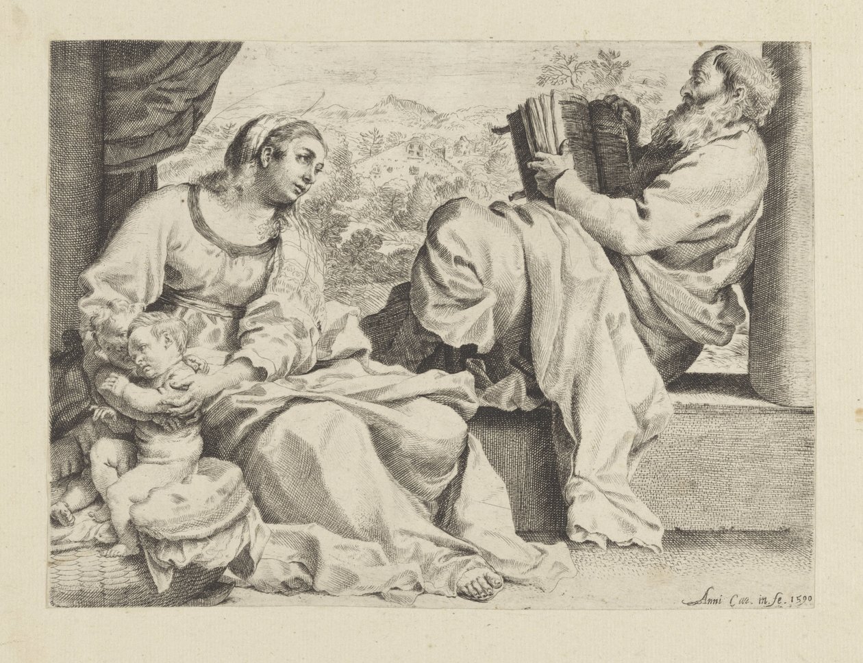 Święta Rodzina z młodym Janem Chrzcicielem autorstwa Annibale Carracci