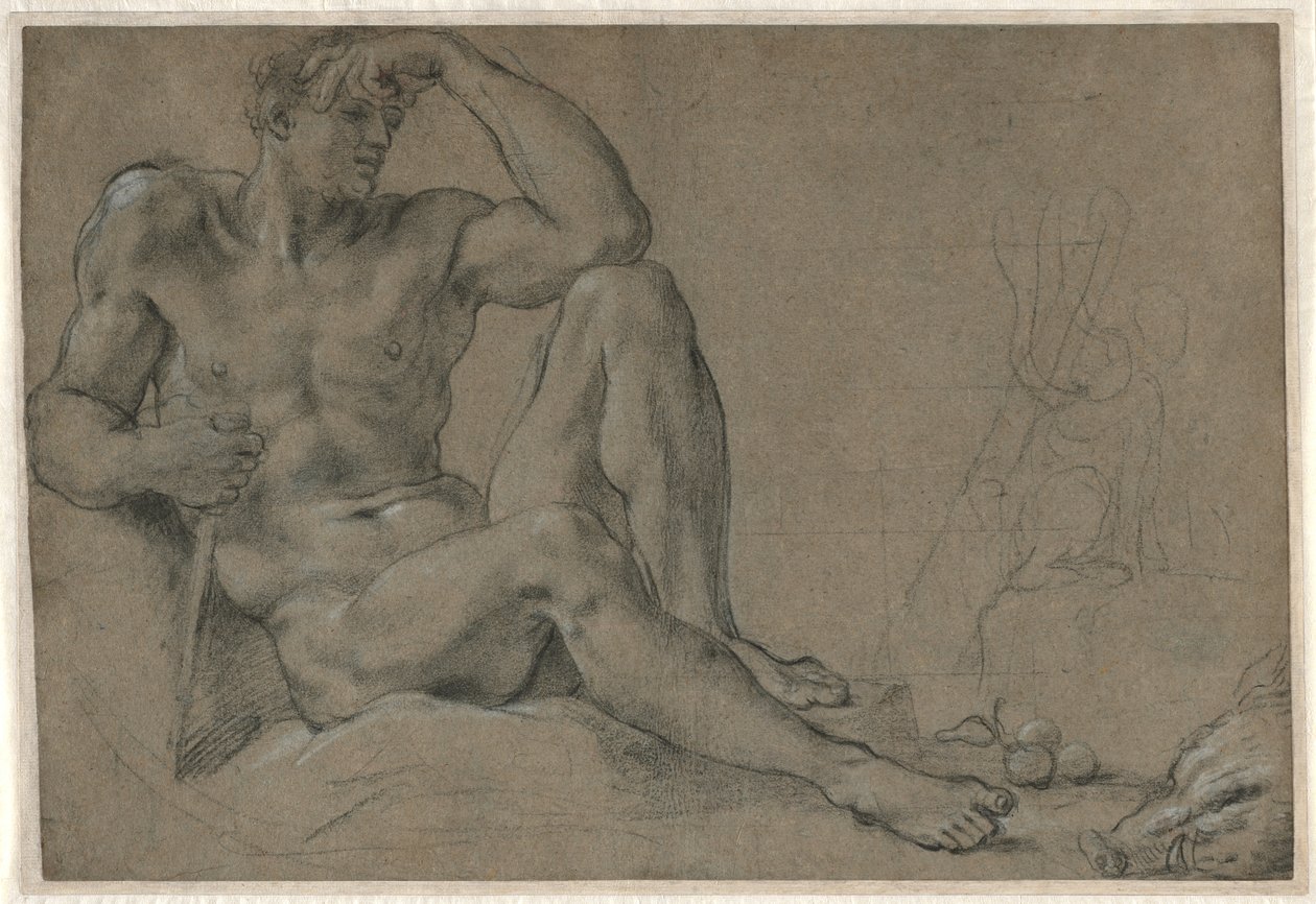 Herkules odpoczywa (rekto); Naczynie ze stopą z uchwytem (verso) autorstwa Annibale Carracci