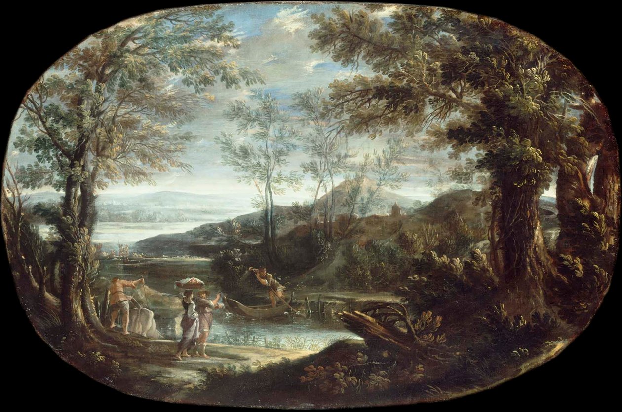 Pejzaż ze sceną rzeczną autorstwa Annibale Carracci